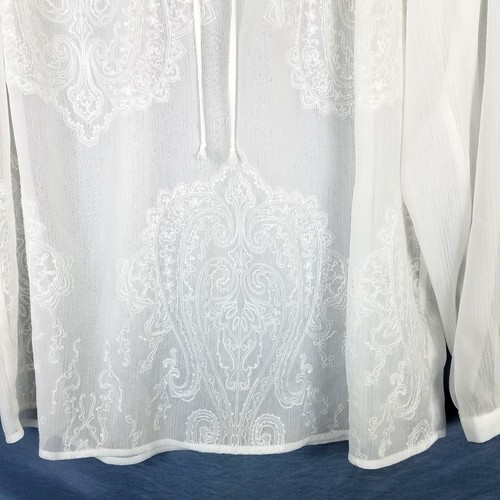 KUT from the Kloth S Blouse Top White Sheer Embroidered With Drawstring Neckline - Picture 4 of 6