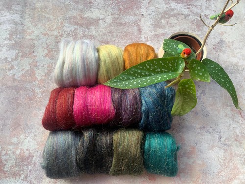 Prendas para el torso de lana merino ""Brillante mezcla"" lana de fieltro con agujas Heidifeathers® con destellos - Imagen 11 de 12