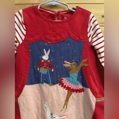 Mini Boden Size 5/6 Christmas Ballerina Dance Novelty Long Sleeve Dress - Picture 7 of 13