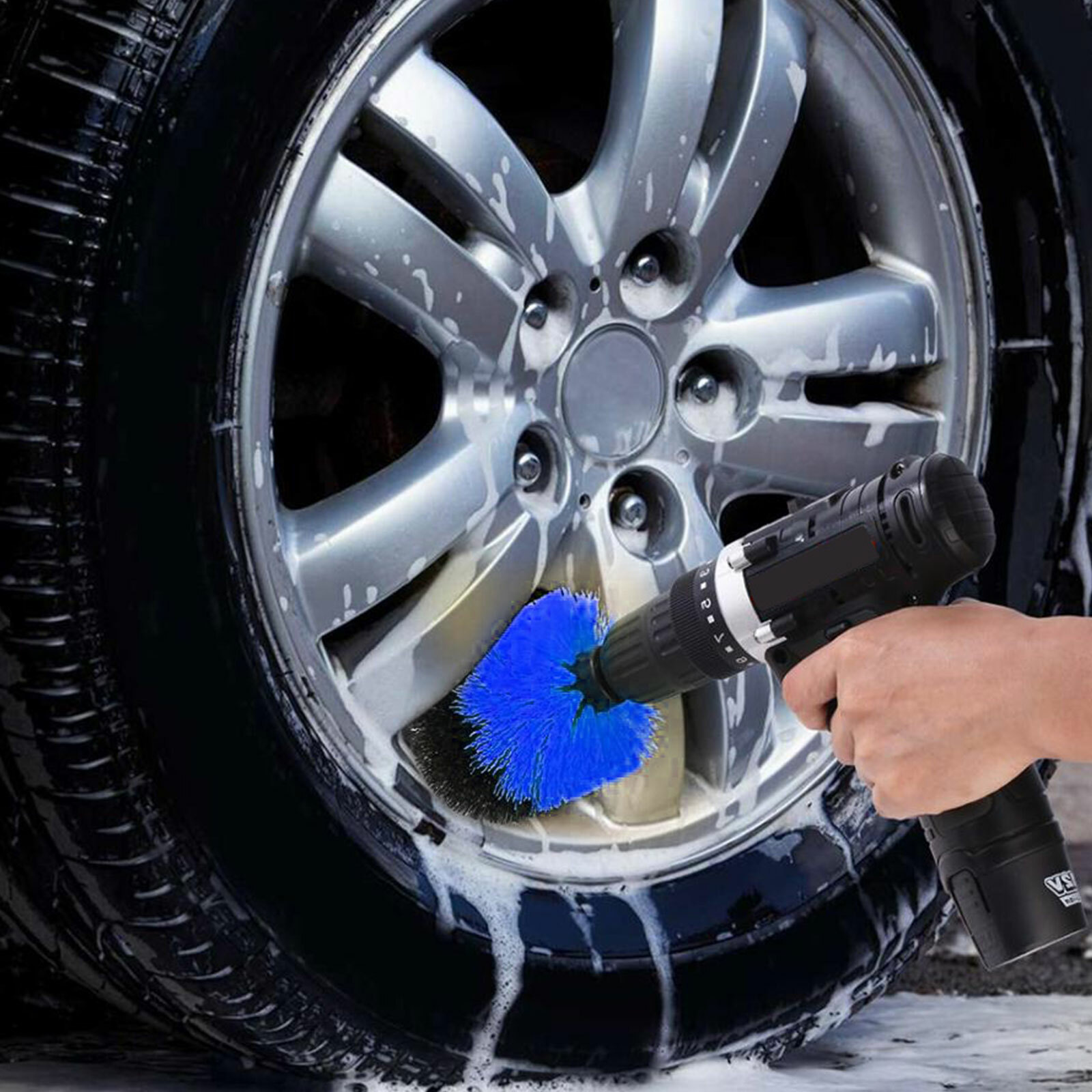 3pcs Car Wash Brush Hard Bristle Drill Auto Detailing Cleaning Tools