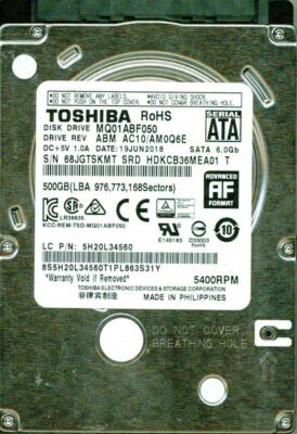 MQ01ABF050 ABM AC10/AM0Q6E HDKC36MEA01 T TOSHIBA 500GB | eBay
