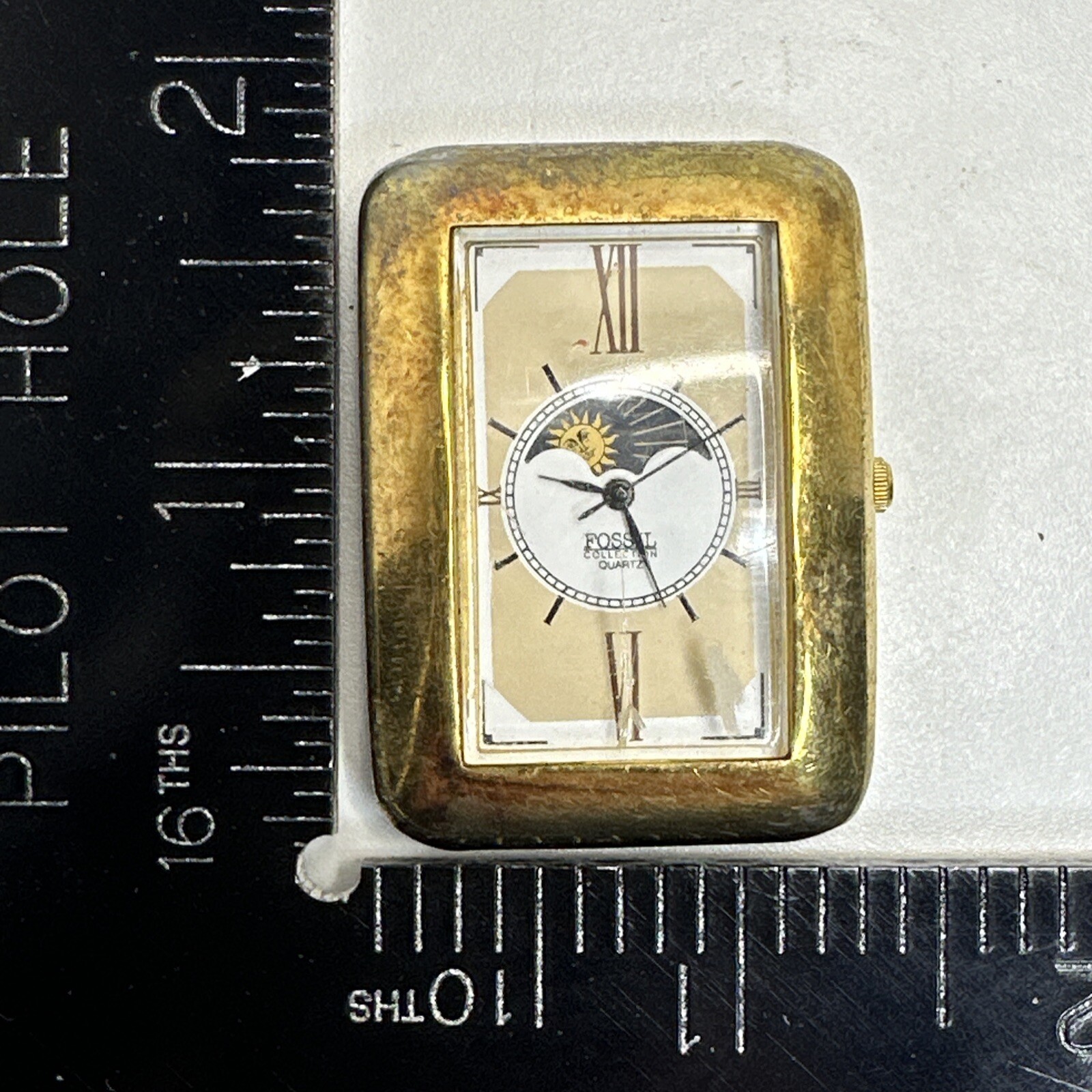 Vintage Fossil Collection UNTESTED Ellipsis Watch Quartz Moon Phase Rectangle