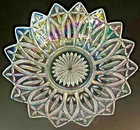 Vintage Federal Petal Pattern Cross Clear Carnival Glass Iridescent 10" Bowl