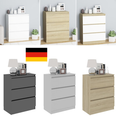 Kommode mit 3Schubladen Sideboard Anrichte holz Möbel Schubladenschrank 9Farbe