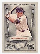 2021 topps Allen & Ginter historical hits Evan Longoria card# HH-48 rays