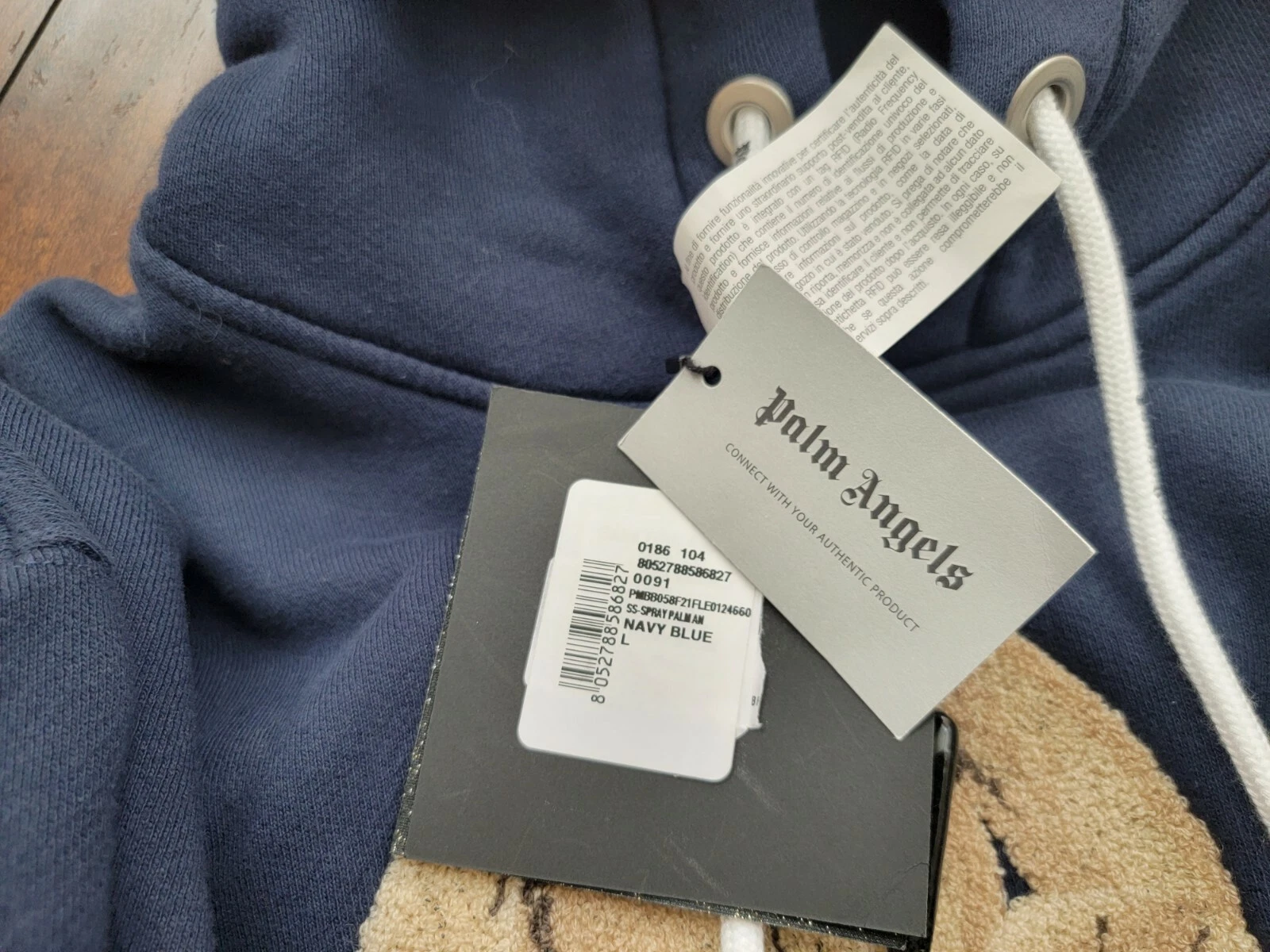Felpa con cappuccio blu navy motivo orso spray Palm Angels taglia: Large