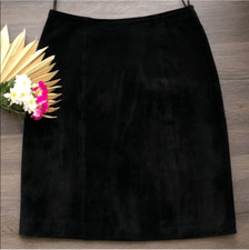 Vintage Chia Black 100 Suede Leather Mini Skirt Current Size 4 Lined Fall