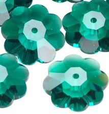 12 Swarovski Emerald Green Crystal 10x3.5mm Margarita Lochrose Flower Beads 3700