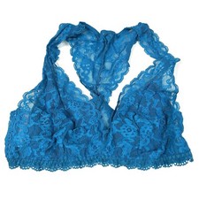 NEW Victorias Secret Size XS Unlined Bralette Bra Blue Floral Lace No Wire 3477