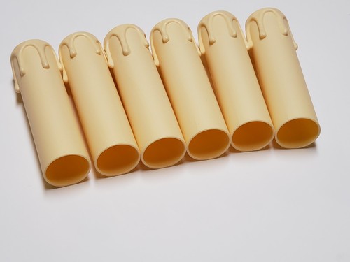 SET OF 6 - 100MM TALL IVORY PLASTIC EUROPEAN CANDLE COVERS WITH DRIPS 100IVG - Picture 2 of 6
