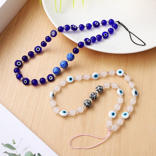 2 Pcs Lanyard Beads Miss Beaded Phone Wrist Strap Evil Eye Hanging Chain - Zdjęcie 3 z 12