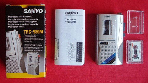 Sanyo Diktiergerät 2 Speed Recorder TRC-530M Micro, Anleitung, 2 Kassetten