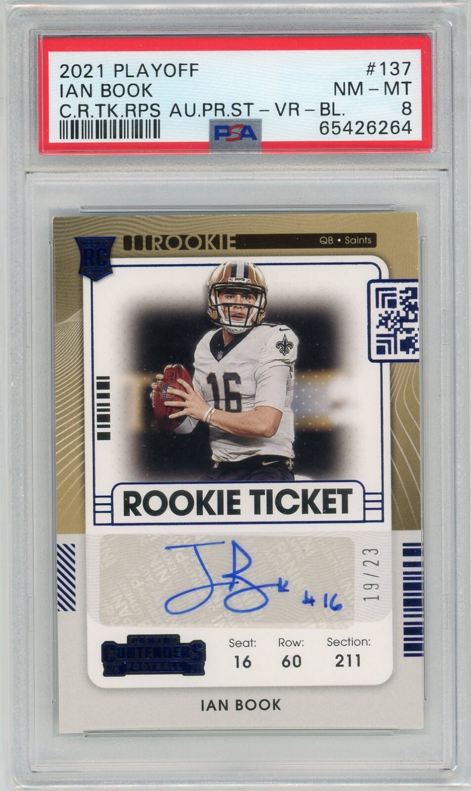 Ian Book Panini Playoff Contenders Rookie Ticket Rps Autograph Preview Set #137 Variation-Red