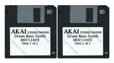 Akai S5000 / S6000 Set of Two Floppy Disks Drums, Bass, & Synth MSV11005