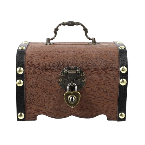Wood Piggy Bank Wooden Treasure Box Treasure Chest Vintage Treasure Box - 第 6/12 張圖片