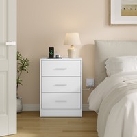 1/2x Bedside Table Cabinets w/ Charging Station Nightstand Storage Unit 3 Drawer