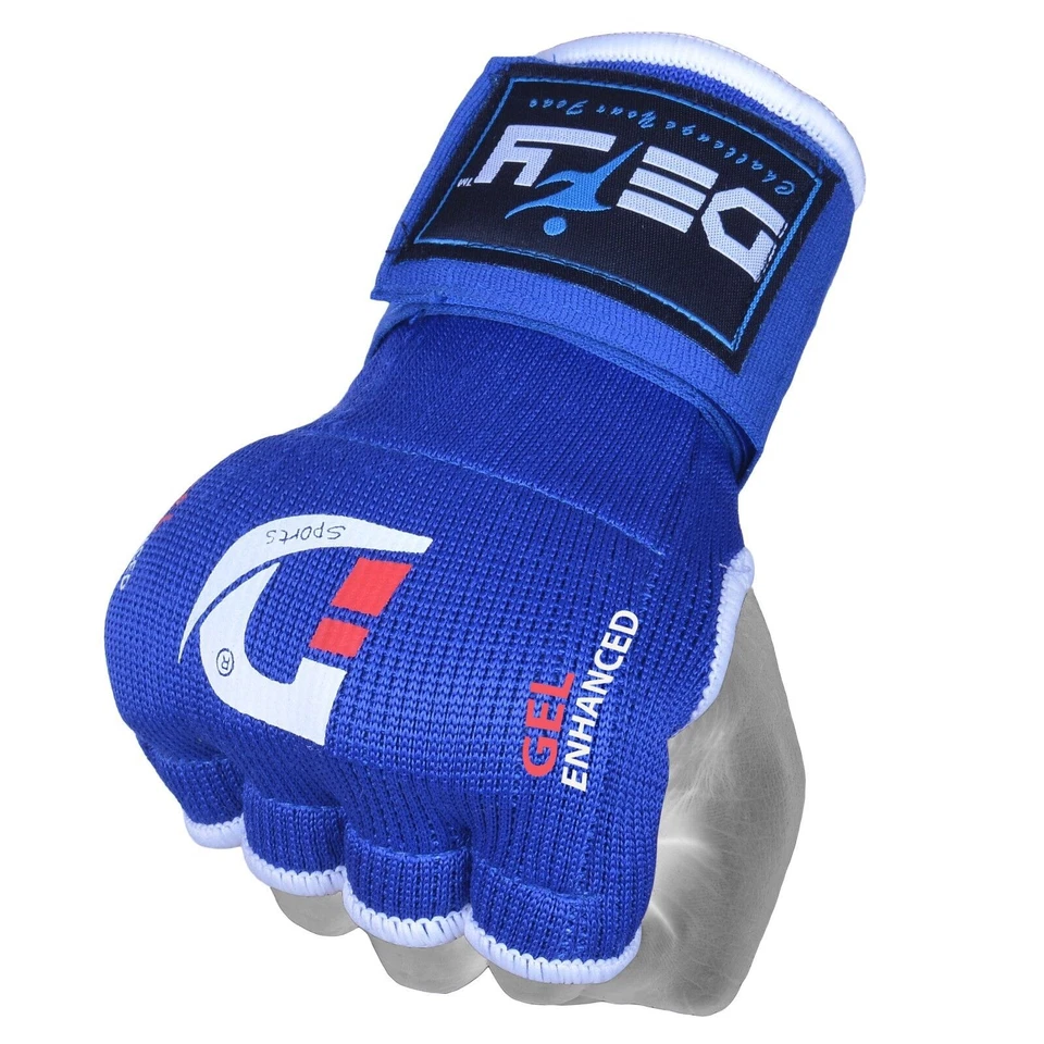 Gel Padded Inner Gloves with Hand Wraps MMA Muay Thai Boxing Bandage Fight Blue - Image 3 of 4