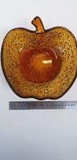 Vintage Italian Amber Glass Serving Bowl | 1970s Home | Retro Apple Shape