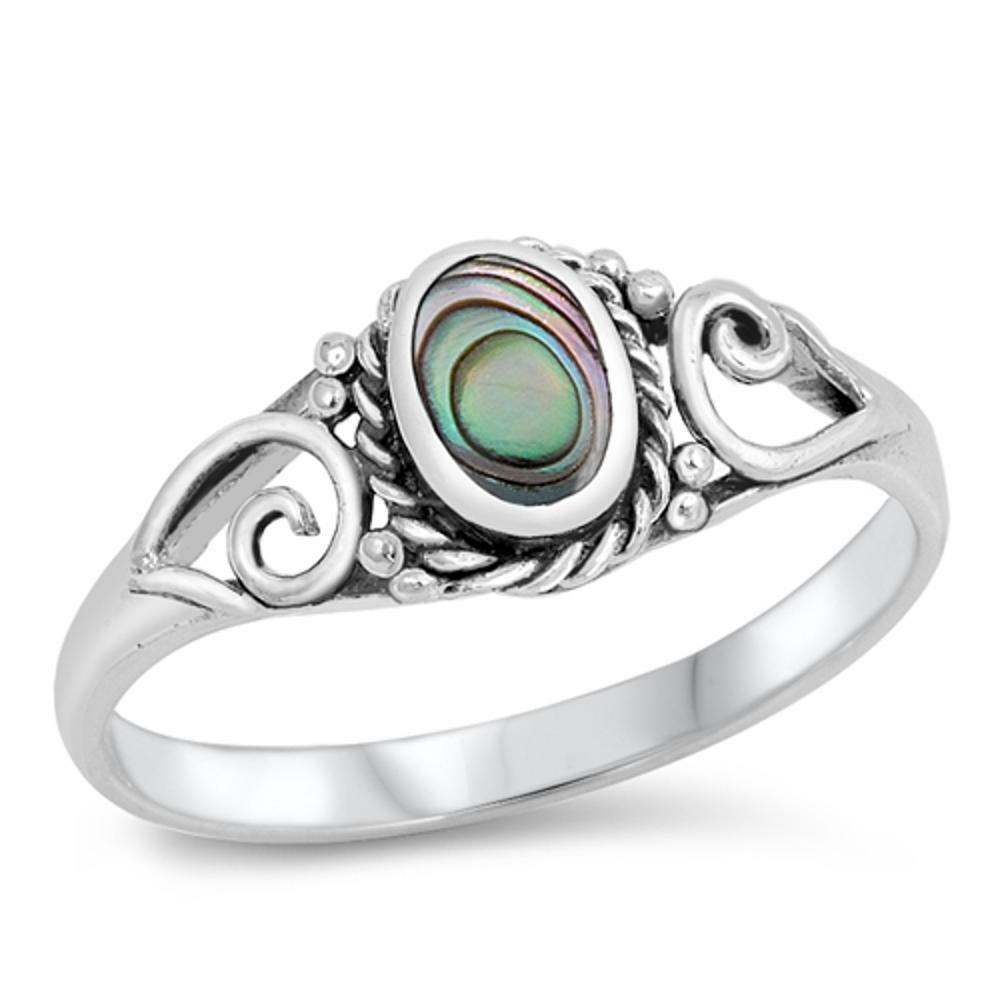 Sterling Silver Abalone Shell Chevron Heart Ring Sterling Silver Abalone Shell Chevron Heart Ring