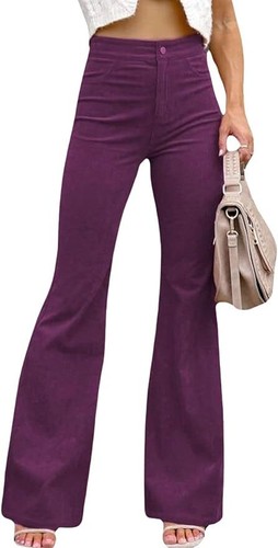 Women Bell Bottom Corduroy Pants Flare Pants High Waisted Wide Leg Palazzo Loung - Picture 32 of 46