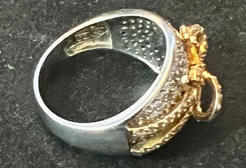 Sterling Silver 925 CZ Ribbon Bow Dome Ring SZ 7 - Picture 2 of 4