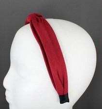 Dk Red Burg faux suede turban knot headband soft fabric covered band grip teeth