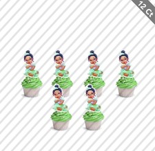 12 Tiana Baby Cupcake Toppers Birthday Party Cake Pick Food Princess Frog