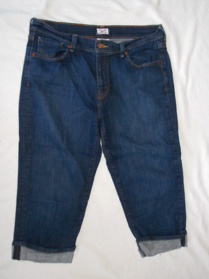 Women's Levis 515 Stretch Mid Rise Capri Dark Blue Jeans Size 12