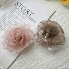 5x DIY Lace Mesh Silk Flower Appliques Hair Clips Hair Accessories Clothing Sew