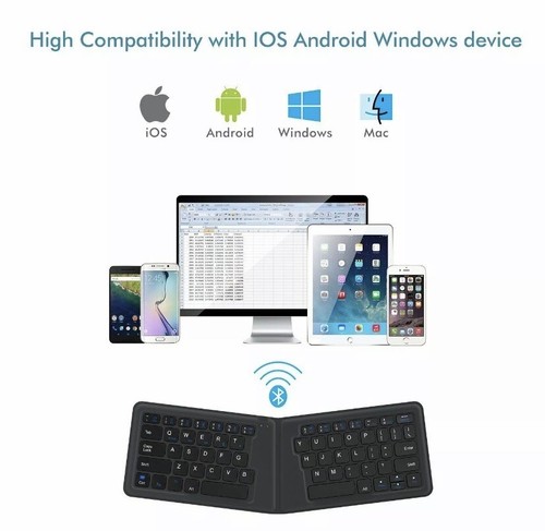 iClever Ultra Slim Mini Bluetooth Wireless Keyboard Folding Rechargeable IC-BK06 - Picture 7 of 7
