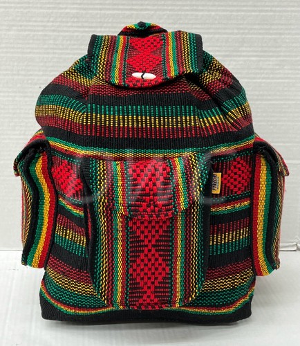 RASTA Bag Beach Hippie Baja Ethnic Backpack Made in Mexico Unisex 3 pockets - Picture 1 of 8