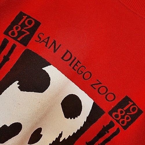 San Diego Zoo Sweatshirt Youth Small Red Giant Panda Crewneck 80s USA VINTAGE - Picture 4 of 9