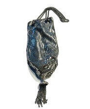 Vintage Whiting Davis Silver Tone Mesh Tassel Beggars Purse Bag