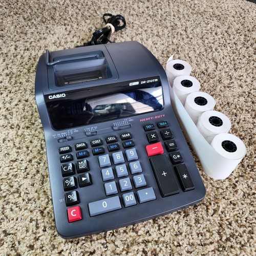 Casio DR210TM Heavy Duty Electronic Printer Calculator 12 Digit With 5
