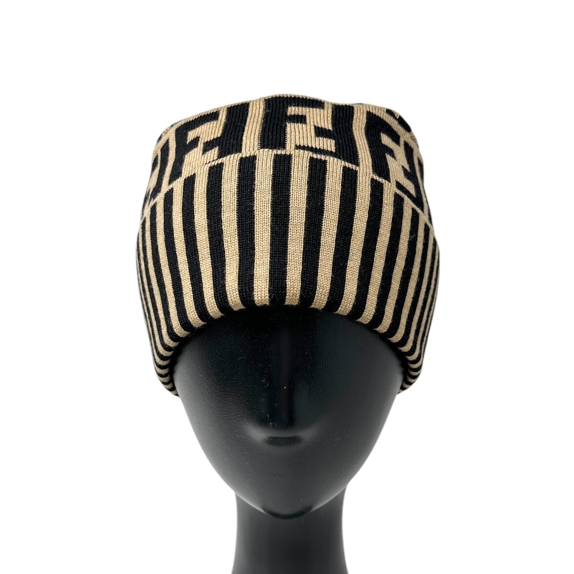 FENDI ビーニー FENDI Vintage Zucca Monogram Knit Beanie #42 Cap Stripe
