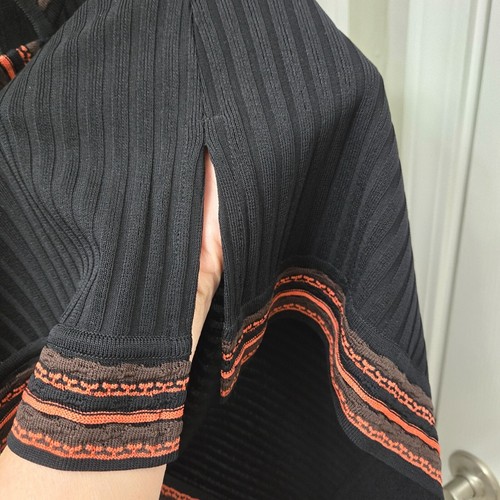 Exklusive Misook Strickjacke Pullover Damen XL schwarz rot gerippt asiatisch bestickt - Bild 6 von 14