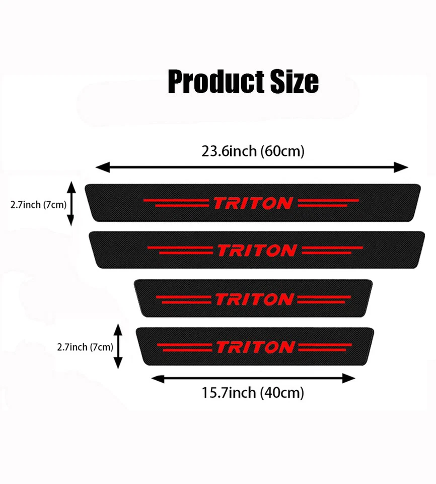 4X For Mitsubishi Triton Door Sill Plate Protector Anti Scratch Sticker Red - image 4 of 4