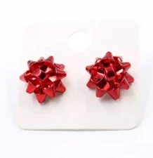 Red Bow Stud Earrings - Cute Christmas Gift, Holiday Jewelry, Perfect Present