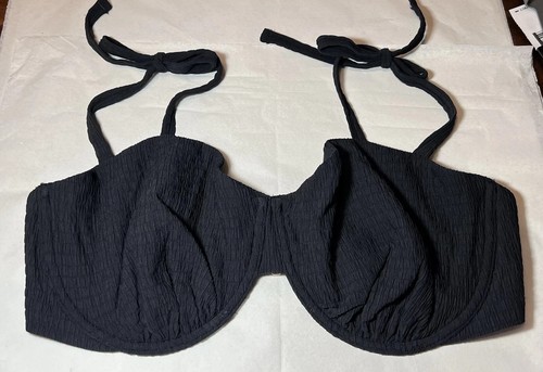 NWOT Abercrombie & Fitch Curve Love Tie-Strap Underwire Bikini Top Size XL BLACK