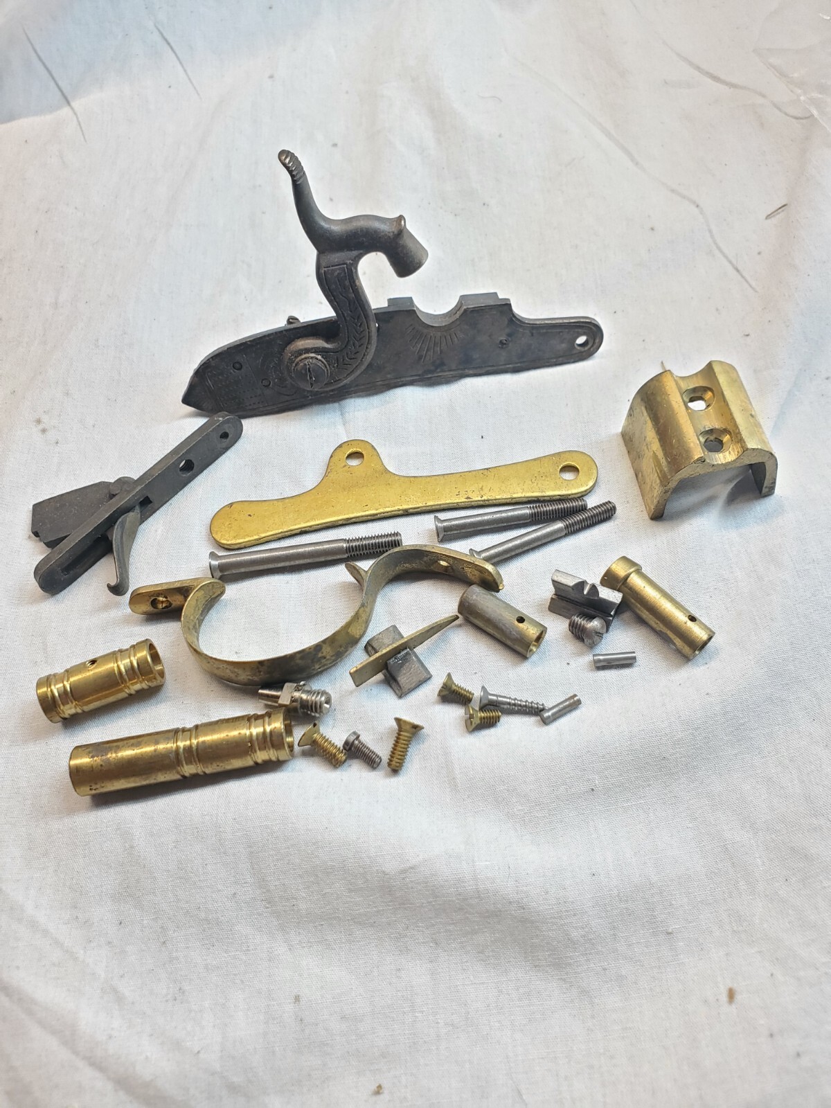 CVA Percussion Black Powder Lock and Brass Pistol Parts. Kentucky