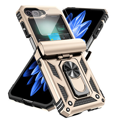 For Samsung Galaxy Z Flip 7 6 5 4 Hinge Protection Rugged Case with Ring Stand