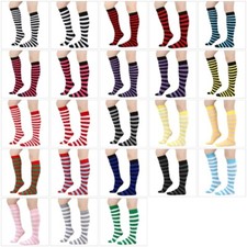 Women Striped Knee Highs Socks Colorful Stripe Stockings Tube Socks Cosplay