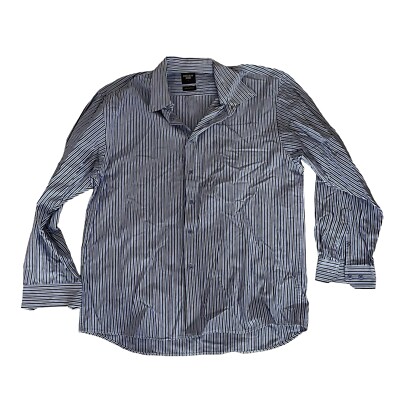Code Bleu Jeans Men s Dress Shirt L Button Up Blue Striped Classic Fit Black