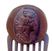 Victorian mourning hinged hair comb with cameo - NO US IMPORT FEES