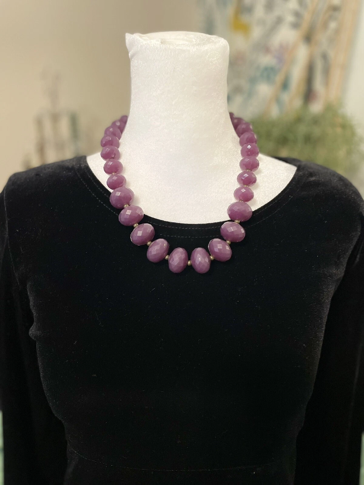 VETEMENTS Collana Vintage Avon Grosse Perline Finta Ametista Viola 20 Pollici