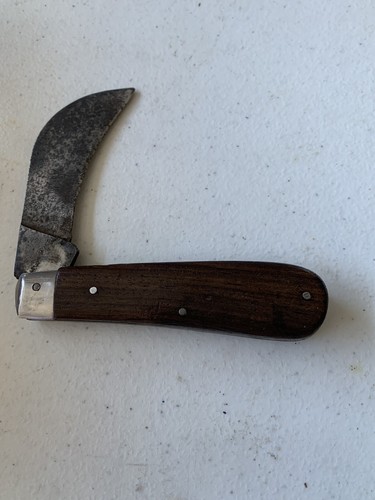 Sabre Hawkbill Pocket Knife #645, Vintage Post War Japan Wood Handle 7" - Picture 4 of 12