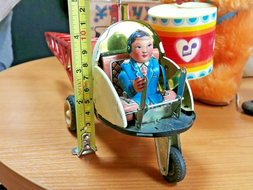 VINTAGE HELICOPTER WITH ACTIVE PILOT MF 110 CHINA OLD N252 FRICTION POWERED 33cm - Picture 5 of 12