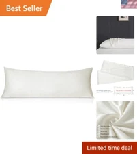 800 Thread Count Cotton Body Pillow Cover - 21x54" Soft & Breathable, Off-White