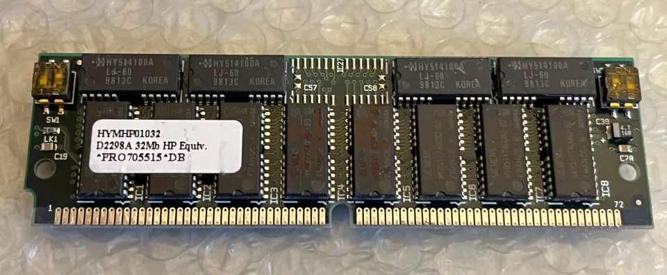 HP D2298A  32MB 72 PIN 60NS FAST PAGE MODE PARITY FPM SIMM   (x1)         fd1A45 - Image 3 of 4