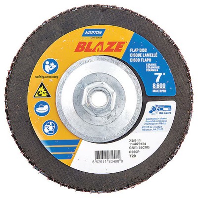 Norton Abrasives 66261183498 Arbor Mount Flap Disc, 7In, 36, Extracoarse